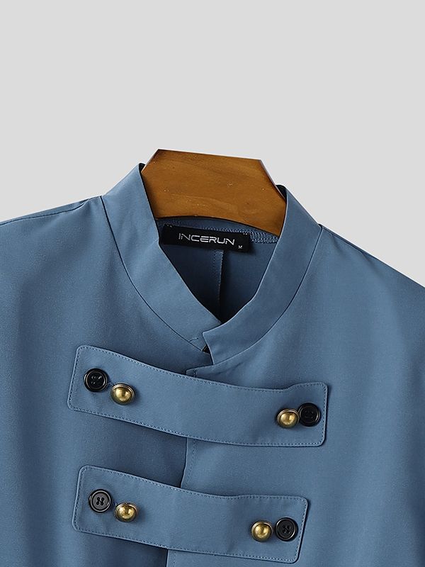 Men's Deconstructed Button Stand Collar Casual Blazer SKUL48643