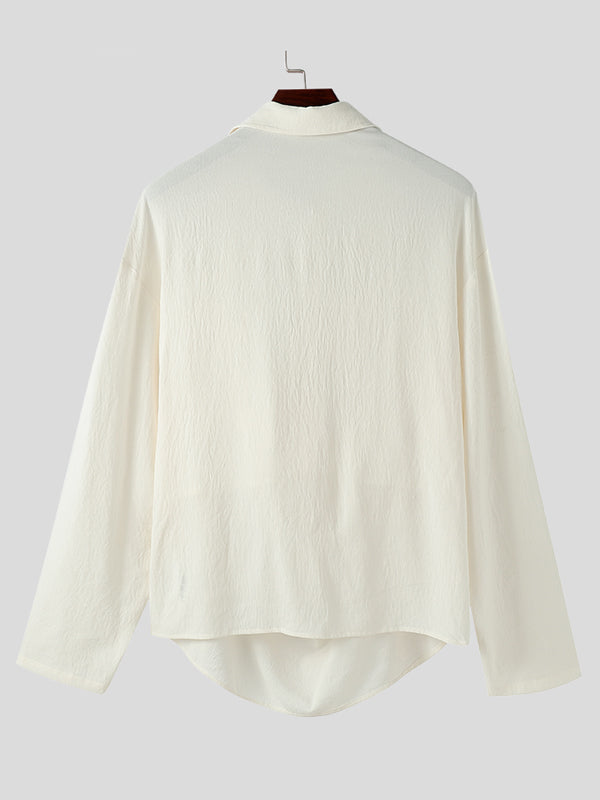 Mens Deconstructed Draped Neck Long Sleeve Shirt SKUK77376