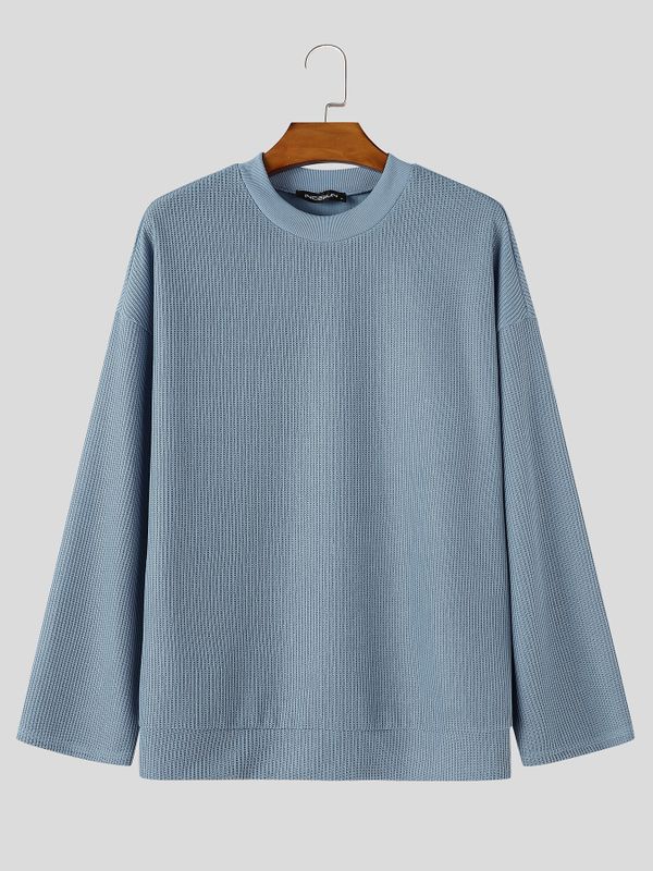 Men's Clean Fit Urban Casual Corduroy Ribbed Drop Shoulder Wide Cuff Long Sleeve Sweater SKUL81063