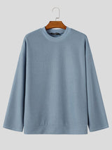 Men's Clean Fit Urban Casual Corduroy Ribbed Drop Shoulder Wide Cuff Long Sleeve Sweater SKUL81063