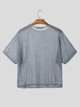 Men's Deconstructed Solid Color Sheer T-shirt SKUL54445