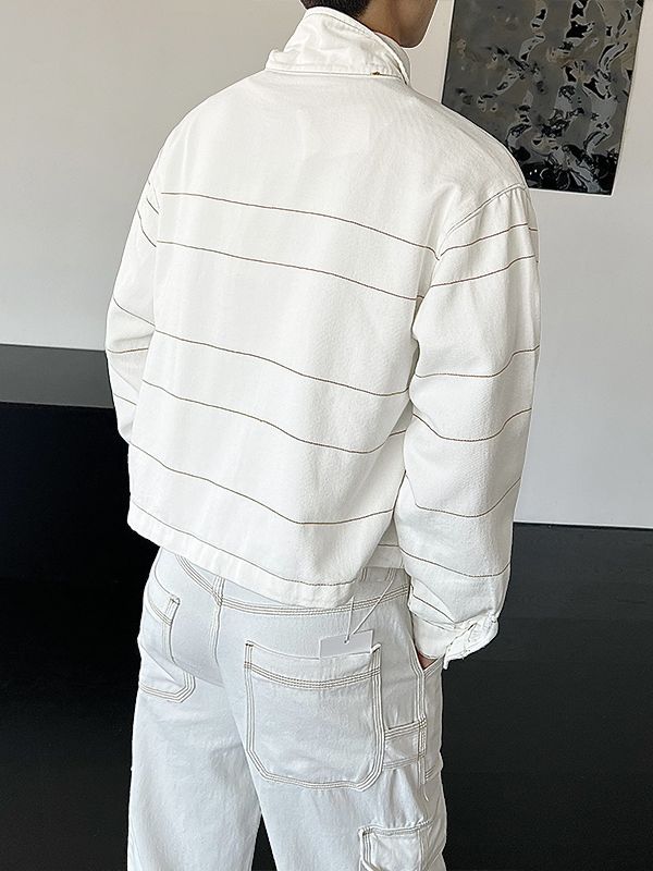 Men's Retro Striped Long Sleeve Jacket SKUL35276