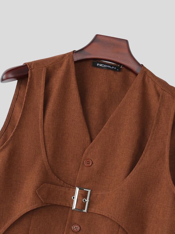 Men's Avant-Garde Deconstructed Buckled Two Pieces Outfit SKUL66877