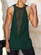 Mens Sheer Mesh Patchwork V-Neck Tank SKUL15600