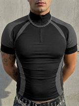 Men's Utility Style Contrast Color Short Sleeve T-shirt SKUL54077