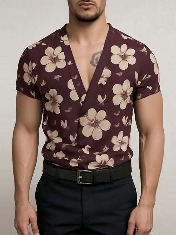 Mens Floral Print Short Sleeve T-Shirt SKUL15027