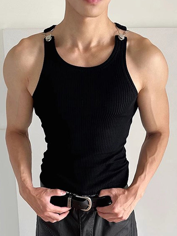 Mens Fitted Striped Knit Tank SKUK74672