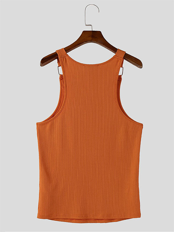 Mens Metal Buckle Patchwork Casual Tank SKUL05854