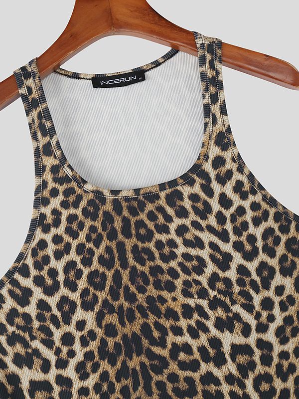 Men's Leopard Print Textured Tank SKUL46089