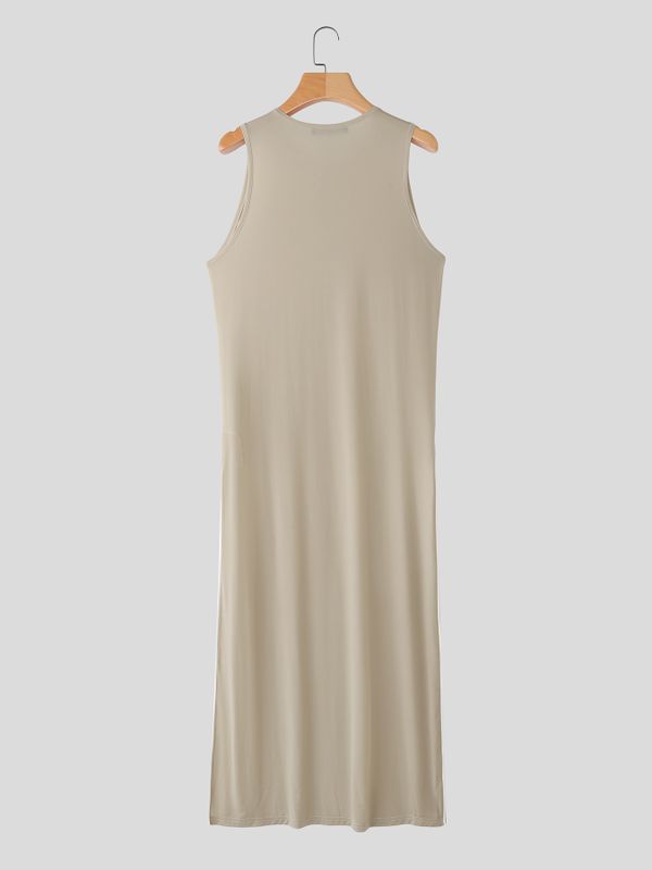 Men's Avant-garde Nightclub High Side Slits Trim Tank SKUL70303
