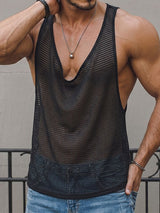 Men's Beach Party Deep V-Neck Mesh Breathable Muscle Fit Tank SKUL72632