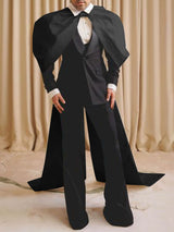 Mens Solid Color Split Hem Wide-Shoulder Cape SKUL08464