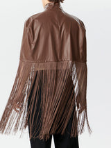 Mens PU Leather Fringe Patchwork Cloak SKUK42831