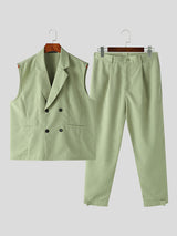 Mens Solid Casual Suit Two Pieces Outfits SKUK57416