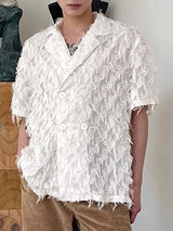 Mens Casual Fringe Sheer Short Sleeve Shirt SKUK70400