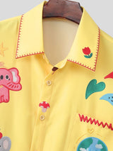 Men's Daily Casual Wear Cartoon Animal Print Oversized Casual Shirt SKUL59660