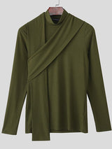 Men's Textured Knit Neck Warmer Long Sleeve Sweater SKUL43817