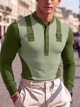 Men's Avant-Garde Early Autumn Urban Casual Contrast Colorblock Muscle Fit Long Sleeve T-shirt SKUL83114
