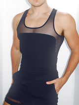 Men's Sheer Mesh Patchwork Two Pieces Outfit SKUL22474