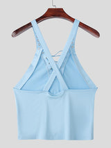 Men's Lace Up Eyelet Patchwork Tank SKUL42412