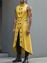 Mens Double-Breasted Long Hem Sleeveless Cardigan SKUL23512