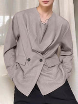 Mens Draped Collar Long-Sleeve Casual Blazer SKUK82210