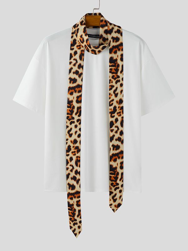 Men's Leopard Print Short Sleeve T-shirt SKUL42401