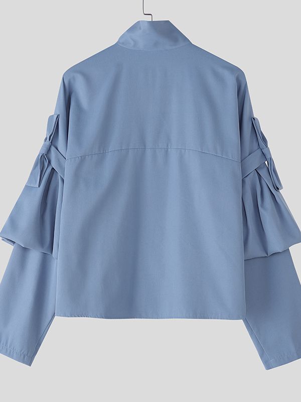 Men's Bow Patchwork Long Sleeve Shirt SKUL35119