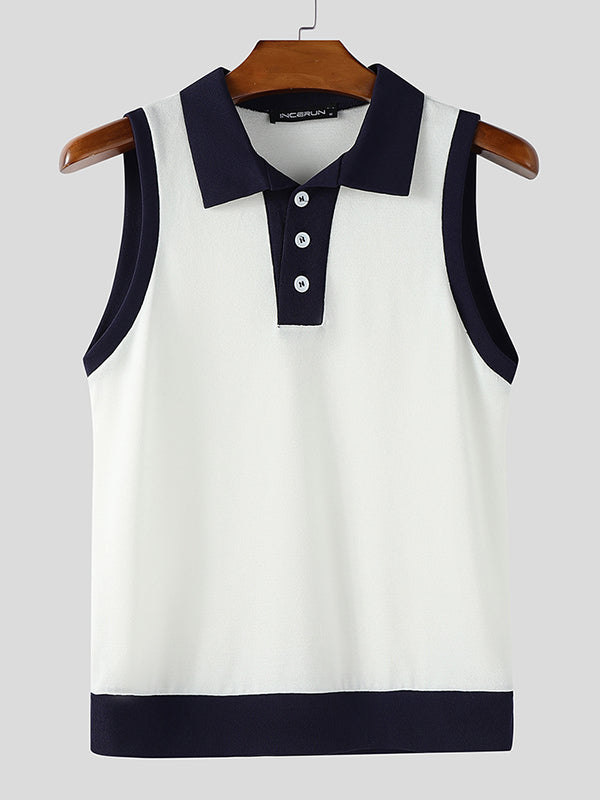 Mens Preppy Style Colorblock Casual Tank SKUL13331