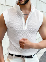 Men's Sheer Mesh Hollow Out Zip Up Tank SKUL56665