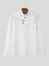 Mens Solid Color Mesh Patchwork Long Sleeve T-Shirt SKUK98893