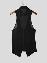 Mens Solid Color Textured Hollow-Out V-Neck Tank SKUL17051