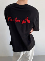 Mens Heart Letter Print Short Sleeve T-Shirt SKUL15082