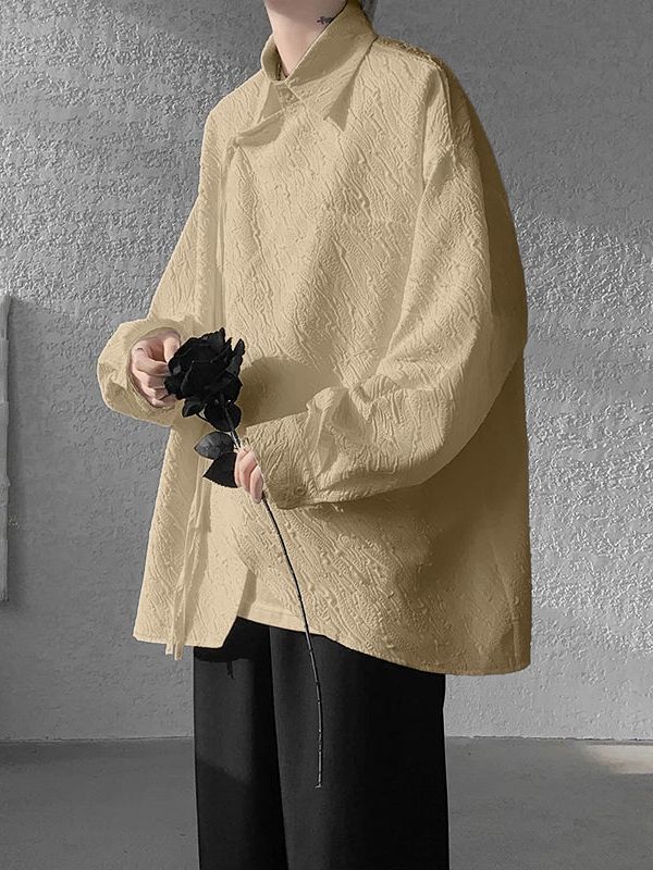 Men's Ribbon Texture Long Sleeve Shirt SKUL31941