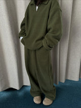 Men's Solid Color Fleece Loose Two Pieces Outfit SKUL38052