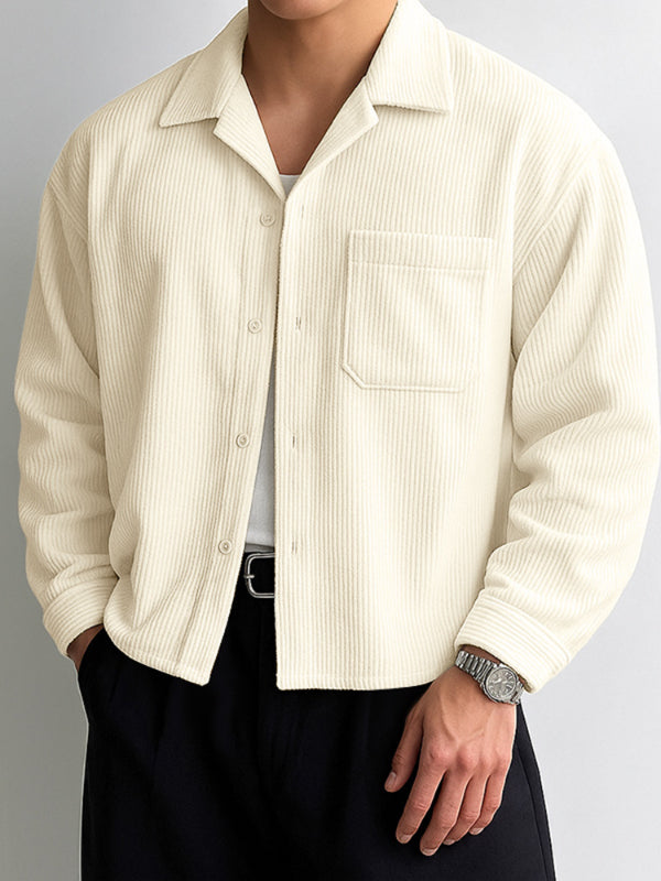 Men's Corduroy Textured Long Sleeve Shirt SKUL27334