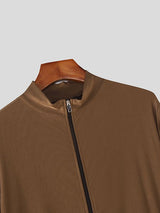 Men's Solid Color Zipper Long Sleeve Bodysuit SKUL48670