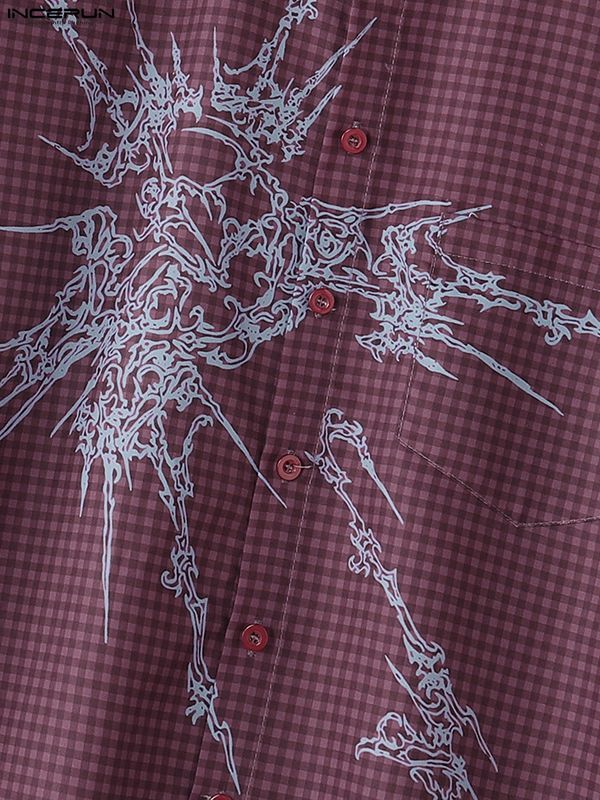 Men's Plaid Pattern Short Sleeve Shirt SKUL31876