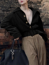 Men's Solid Color Textured Long Sleeve Jacket SKUL28412