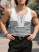 Men's Striped Color Block Casual Tank SKUL17991