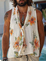 Mens Tie-Knot Neck Floral Print Tank SKUK74113