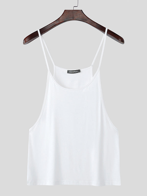 Mens Solid Color Deep U-Neck Tank SKUL06494