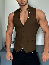 Men's Chain Decoration Slim Fit Waistcoat SKUL48010