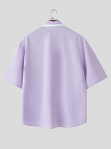 Mens Colorblock Patchwork Short Sleeve Shirt SKUL05675