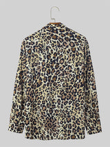 Mens Leopard Print Lapel Long Sleeve Shirt SKUK49672