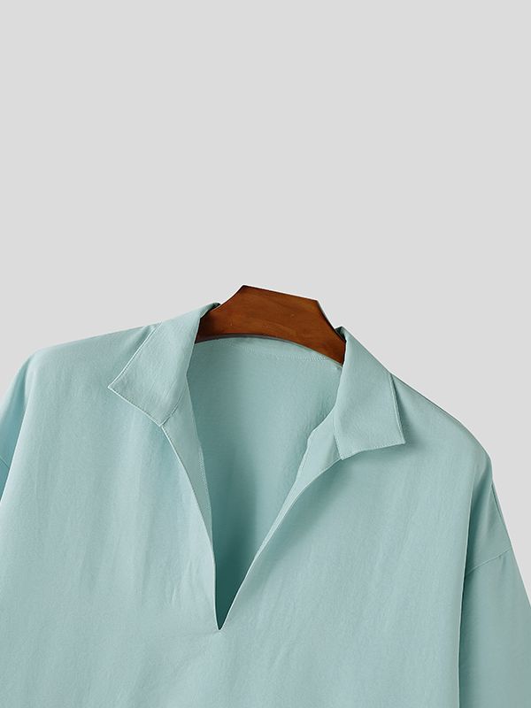 Men's Solid Color Casual Collar Two Piece Outfit SKUL50084