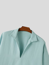 Men's Solid Color Casual Collar Two Piece Outfit SKUL50084