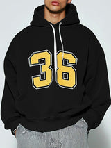 Mens Number Print Long Sleeve Hoodie SKUK82360