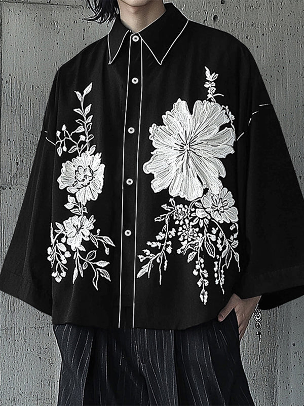 Mens Floral Print Flared Sleeve Shirt SKUL02404