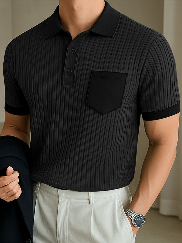 Mens Colorblock Textured Knit Short Sleeve Shirt SKUL16179